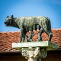 Statue of Romulus, Remus and Capitoline wolf Royalty Free Stock Photo