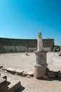 Statue in ruins of ancient theater in Salamis Royalty Free Stock Photo