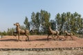 A statue of running horses