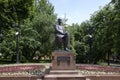 Statue of Russian composer, virtuoso pianist, and conductor Sergei Rachmaninoff in Strastnoy boulevard in the center of Moscow.