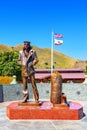 Statue of a sailor on the other side of the San Francisco Golden Gate Bridge Vista Point Royalty Free Stock Photo