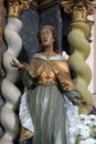 Statue of the Saint on the Altar of the Adoration of the Magi in the church Saint George in Durdic, Croatia