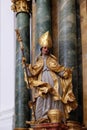 Statue of Saint, Altar in Collegiate church in Salzburg Royalty Free Stock Photo