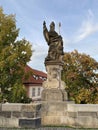 Statue of Saint Augustine on the Charles Bridge in Prague, Czech Republic