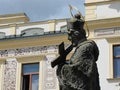 Detail of the Plaque column on the background of the town hall, main squere PernÃÂ¡tÃÂ½snkÃÂ© nÃÂ¡mÃâºstÃÂ­, Pardubice, Czech republic. Royalty Free Stock Photo