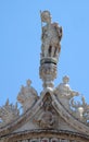 Statue of Saint, detail of the facade of the Saint Mark`s Basilica, Venice Royalty Free Stock Photo