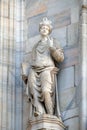 Statue of Saint on the facade of the Milan Cathedral, Duomo di Santa Maria Nascente, Milan, Italy Royalty Free Stock Photo