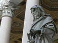 Statue of a Saint in front of the basilica of Saint Paul outside the walls to Rome in Italy. Royalty Free Stock Photo