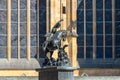 Statue of Saint George in the Prague Castle, in background the windows of St. Vitus Cathedral, Prague, Czech republic Royalty Free Stock Photo
