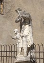 Statue Saint Joseph with child Jesus on the bridge over Bear moat, Cesky Krumlov, Czech Republic Royalty Free Stock Photo