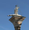 Statue in the Saint Mark Square in Venice with St Theodore and a Royalty Free Stock Photo