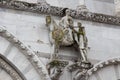 The statue of Saint Martin on the wall of Lucca Cathedral. Cattedrale di San Martino. Tuscany. Italy.