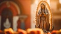 Statue of Saint Mary of Guadalupe (Virgen de Guadalupe) in honor of the celebration of the Mexican holiday of Royalty Free Stock Photo