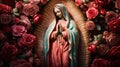 Statue of Saint Mary of Guadalupe (Virgen de Guadalupe) in honor of the celebration of the Mexican holiday of Royalty Free Stock Photo