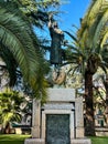 Statue of Saint. Maximilian Maria Kolbe next to the Basilica of Our Lady of the Rosary in Pompeii, Italy Royalty Free Stock Photo