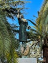 Statue of Saint. Maximilian Maria Kolbe next to the Basilica of Our Lady of the Rosary in Pompeii, Italy