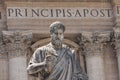 Statue of Saint Peter holding the keys of the Christian church in Saint Peter`s Square Vatican City Royalty Free Stock Photo