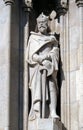 Statue of Saint from portal of the church of St. Matthias near the fisherman bastion in Budapest