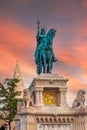 Statue of Saint Stephen, Fisherman Bastion, Budapest, Hungary Royalty Free Stock Photo