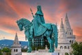 Statue of Saint Stephen, Fisherman Bastion, Budapest, Hungary Royalty Free Stock Photo