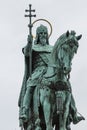 Statue of Saint Stephen I in Front of Fisherman's Bastion at Budapest Royalty Free Stock Photo