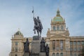 Statue of Saint Wenceslas and National Museum at Wenceslas Square - Prague, Czech Republic Royalty Free Stock Photo