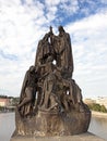 Statue of Saints Cyril and Methodius on Charles Bridge Royalty Free Stock Photo