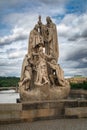 Statue of Saints Cyril and Methodius on the Charles Bridge in Prague. Royalty Free Stock Photo