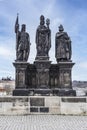 Statue of Saints Norbert of Xanten, Wenceslas and Sigismund on Charles Bridge, Prague, Czech Republic