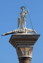 statue of saintTheodore slaying the dragon over the column in th Royalty Free Stock Photo