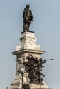 Statue of Samuel de Champlain against blue summer sky in historic area founder of Quebec City, Canada Royalty Free Stock Photo