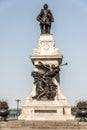 Statue of Samuel de Champlain against blue summer sky in historic area founder of Quebec City, Canada Royalty Free Stock Photo