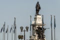 Statue of Samuel de Champlain against blue summer sky in historic area founder of Quebec City, Canada Royalty Free Stock Photo