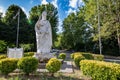 statue of san valentino placed at the roundabout near the church in terni