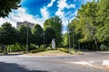 Statue of san valentino placed at the roundabout near the church in terni