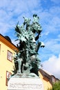 Statue of Sankt Goran & the Dragon in Stockholm, Sweden - a bronze copy of a wooden sculpture from Storkyran. The original was ma Royalty Free Stock Photo