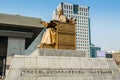 Statue of the Sejong daewang, also called the Sejong the Great,  the fourth king of Joseon-dynasty of Korea, and the alphabet of Royalty Free Stock Photo