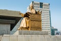 Statue of the Sejong daewang, also called the Sejong the Great,  the fourth king of Joseon-dynasty of Korea, and the alphabet of Royalty Free Stock Photo