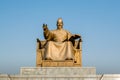 Statue of the Sejong daewang, also called the Sejong the Great,  the fourth king of Joseon-dynasty of Korea, and the alphabet of Royalty Free Stock Photo