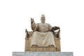 Statue of Sejong the great, King of South Korea with white background