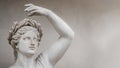 Statue of sensual Roman renaissance era woman in circlet of bay leaves, Potsdam, Germany, details, closeup