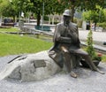 Statue of Sherlock Holmes in front of the Sherlock Holmes Museum in Meiringen, Switzerland