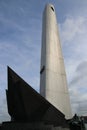 Statue at the side of river Nieuwe Maas in Rotterdam to remember all seamen fallen during world war 2