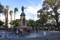 Statue of Simon Bolivar in Plaza 25 de Mayo, a UNESCO World Heritage Site in Sucre, Bolivia