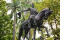 Statue Simon Bolivar at Bolivar square, Old Town Cartagena, Colombia Royalty Free Stock Photo