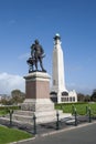 The statue of Sir Francis Drake overlooking Plymouth Hoe in Devon Royalty Free Stock Photo