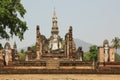 Statue of sitting Buddha at Wat Mahathat, Sukhothai Historical Park, Thailand Royalty Free Stock Photo