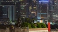 Statue and skyline in Avenue of Stars timelapse in Hong Kong, China.