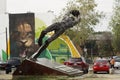 Soccer player statue, Leon, Guanajuato. Horizontal Format. Royalty Free Stock Photo