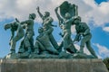 Statue of soldiers at war memorial